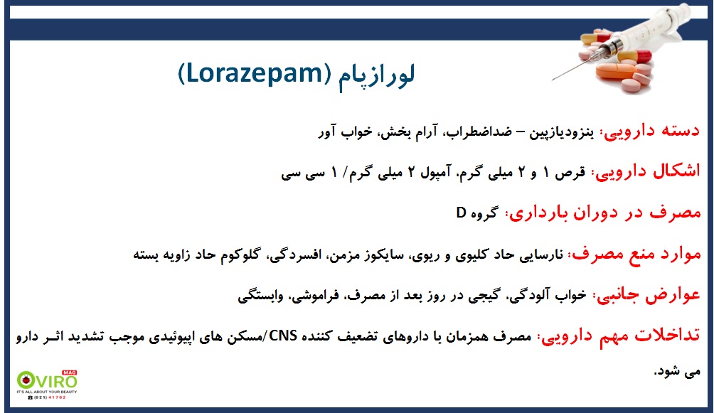 قرص لورازپام 1 میلی گرم | قرص لورازپام 2 میلی گرم | آمپول لورازپام